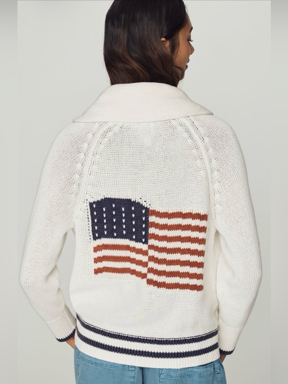 Maeve Lawson American Flag Cardigan in Ivory Size XS NWT